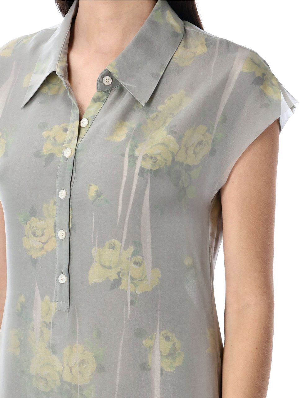 Acne Studios Dranee rose print long dress Geel