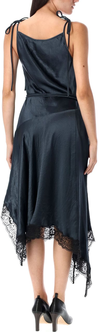 Acne Studios Doyla Satin Lace Dress Petrol Blue Blauw