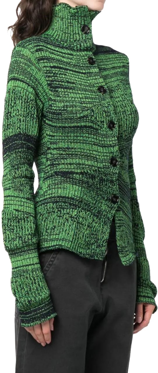 Acne Studios Button Up Knit Sweater - Navy/flou Green Blauw