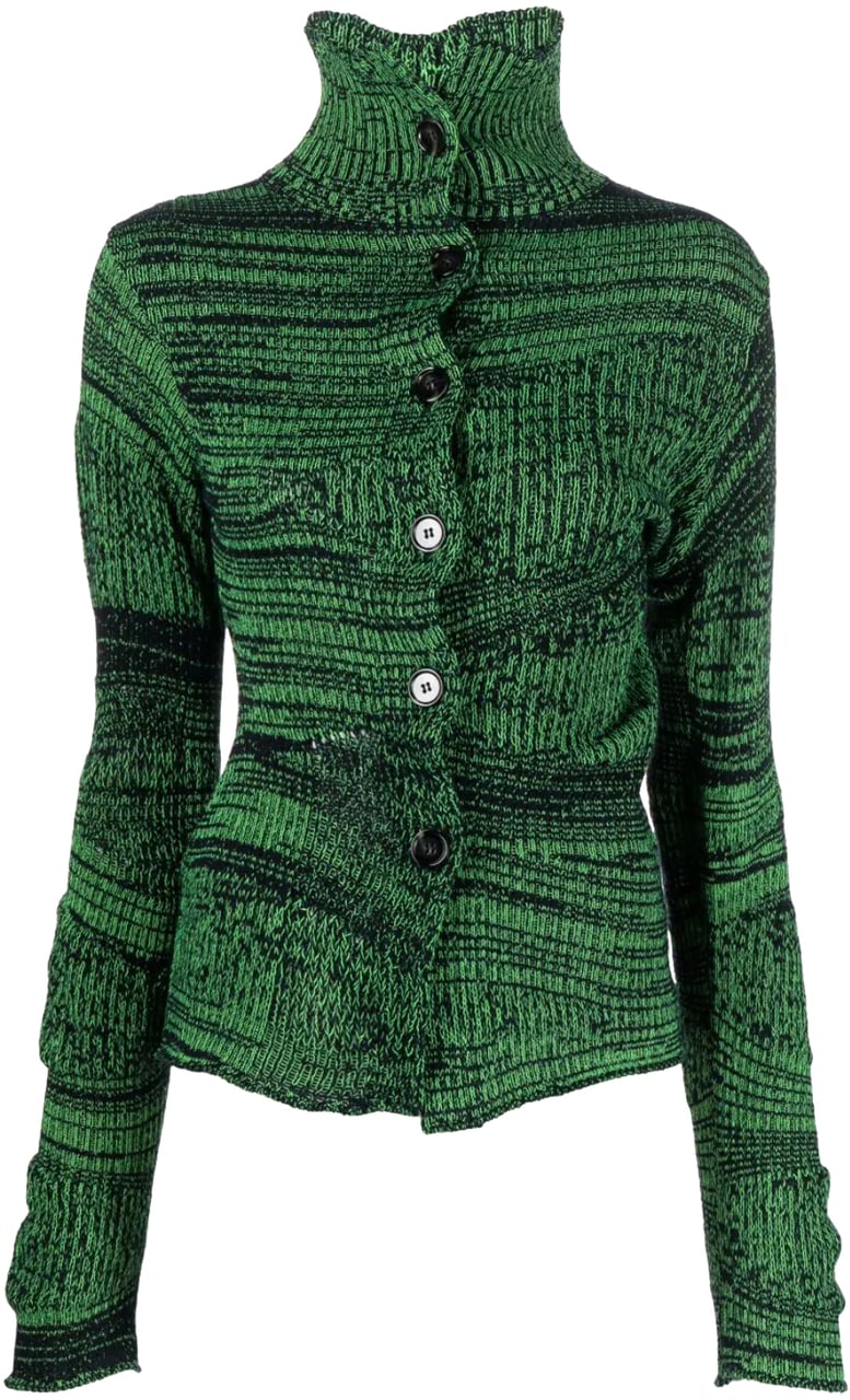 Acne Studios Button Up Knit Sweater - Navy/flou Green Blauw