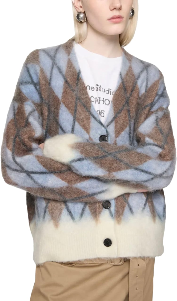 Acne Studios Acne Studios Knitted Cardigan Grey Brown Grijs