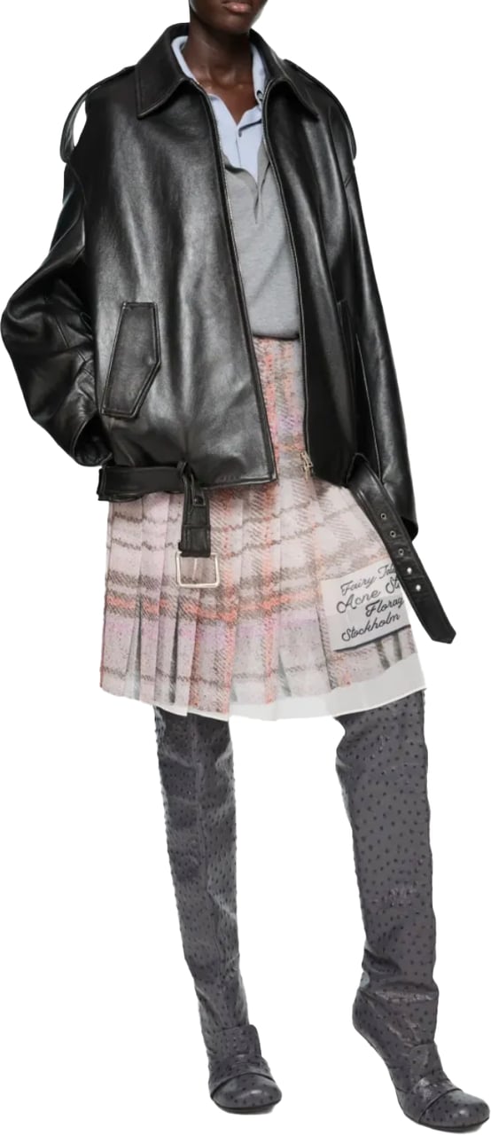 Acne Studios Acne Studios Oversized Leather Jacket Black Zwart