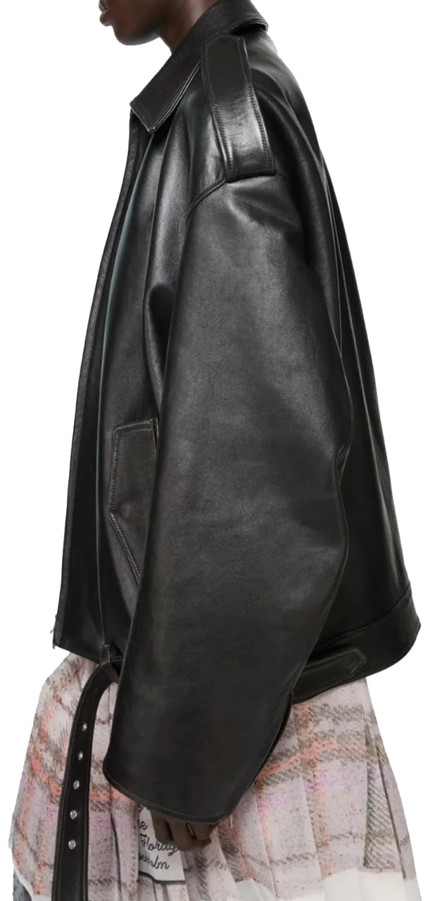 Acne Studios Acne Studios Oversized Leather Jacket Black Zwart