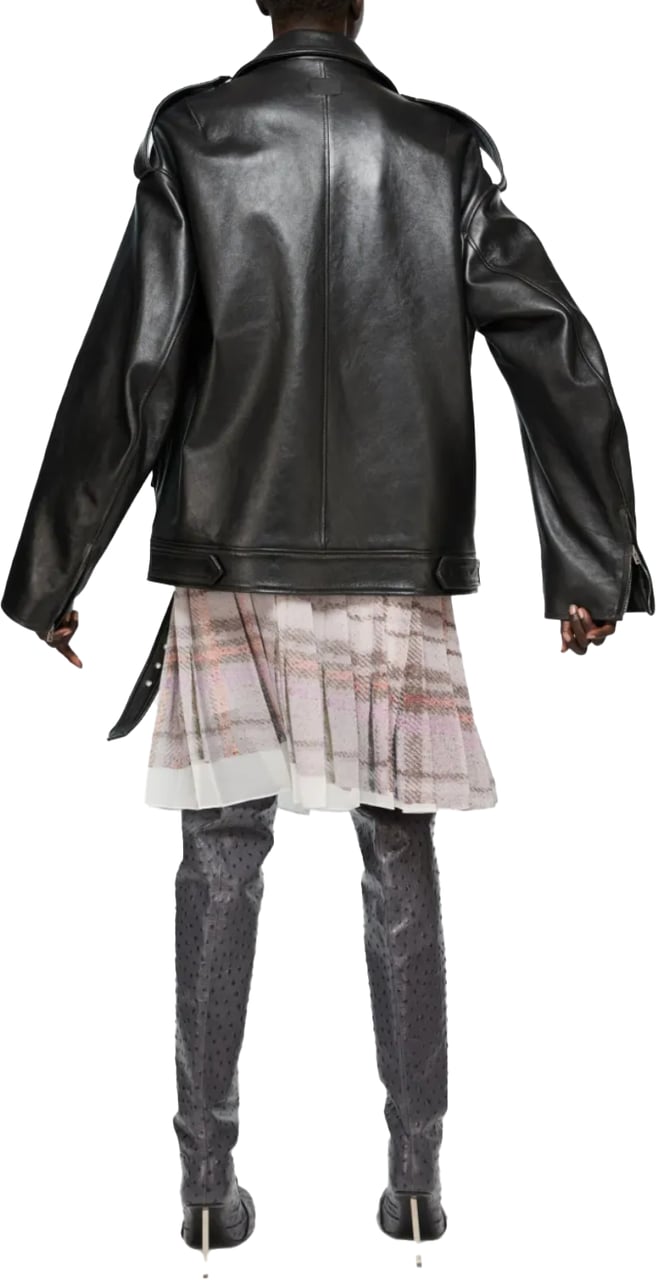 Acne Studios Acne Studios Oversized Leather Jacket Black Zwart