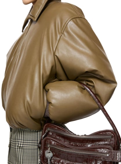 Acne Studios Cropped Puffer Jacket Khaki Green Groen