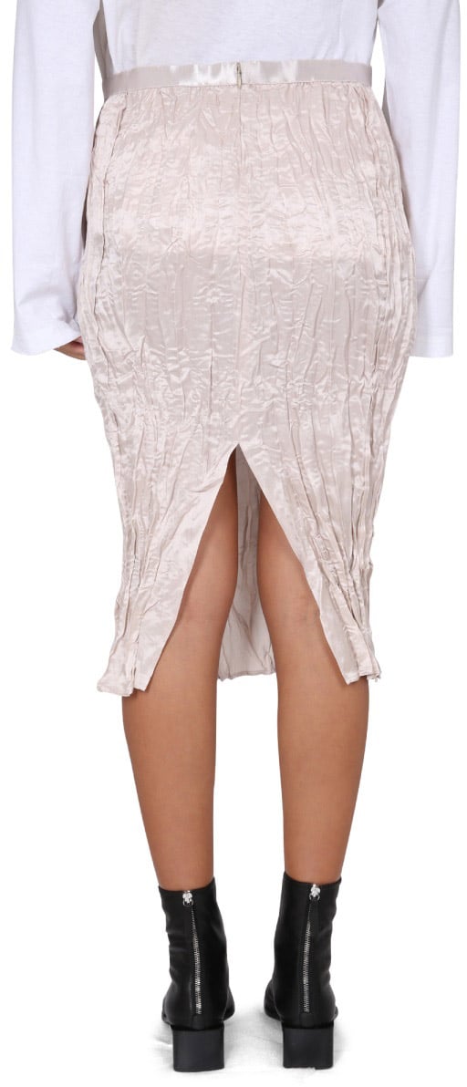 Acne Studios Crinkled Midi Skirt With Ruffle Hem And Back Slit Neutraal