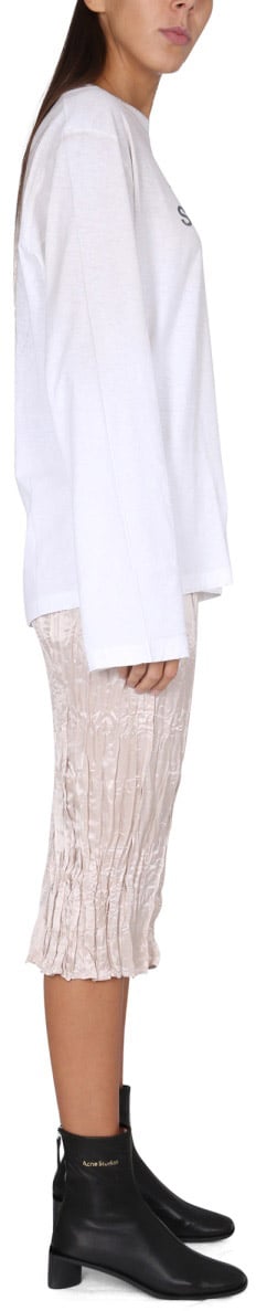 Acne Studios Crinkled Midi Skirt With Ruffle Hem And Back Slit Neutraal