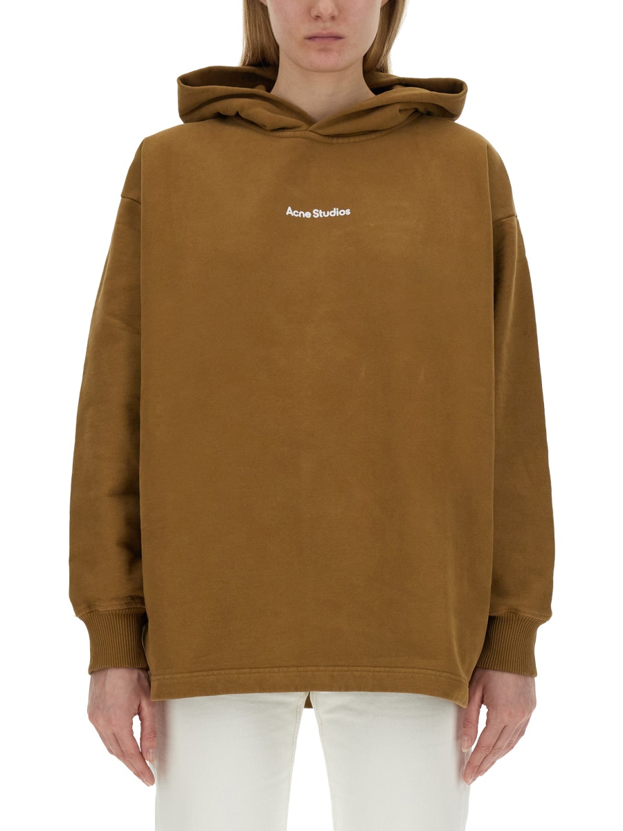 Acne Studios Relaxed-Fit Brown Sweatshirt With Subtle Logo Bruin