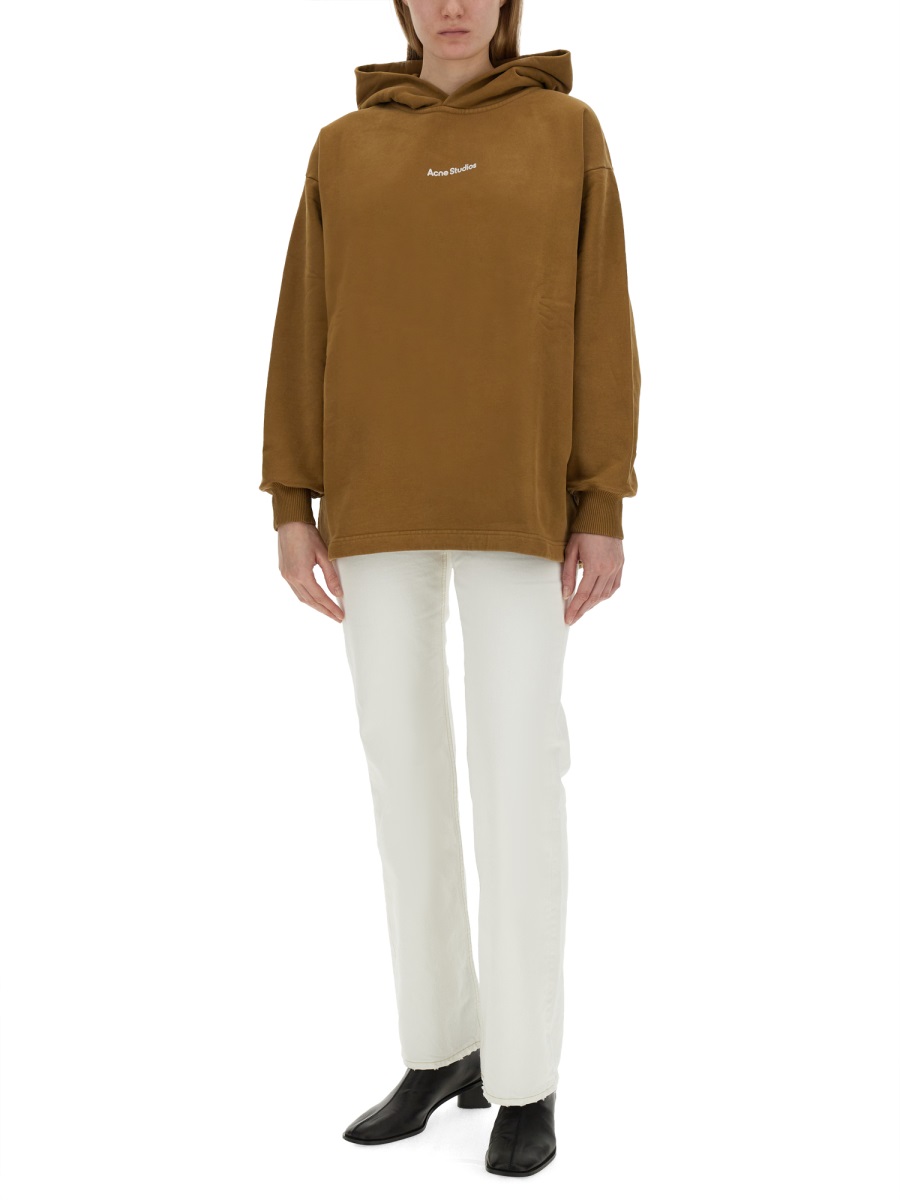 Acne Studios Relaxed-Fit Brown Sweatshirt With Subtle Logo Bruin