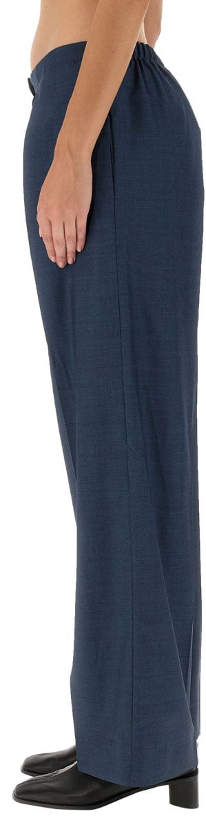 Acne Studios Wide-Leg Wool Trousers With Button Closure Zwart