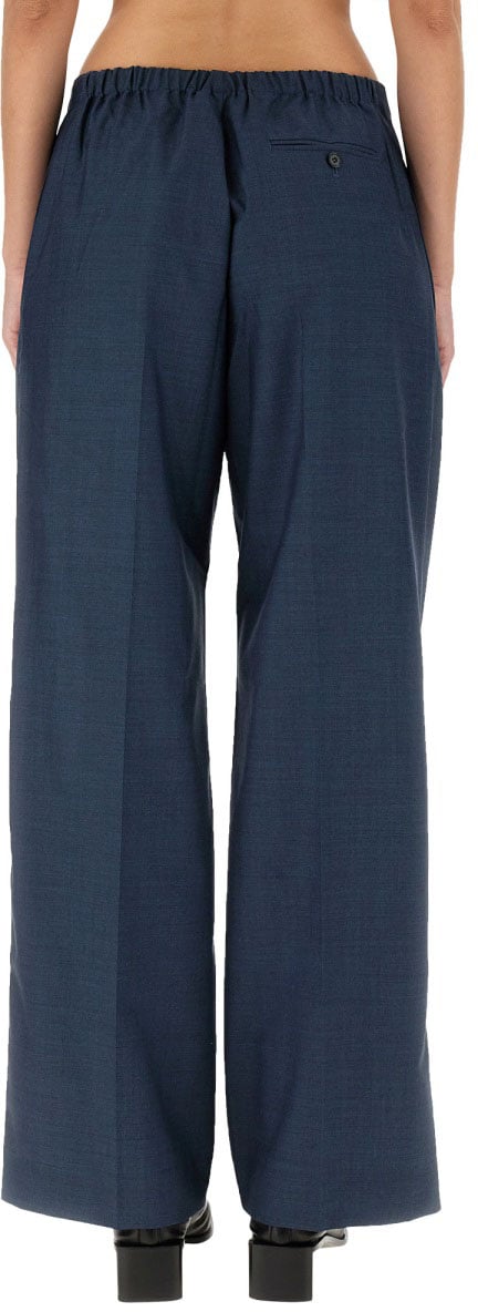 Acne Studios Wide-Leg Wool Trousers With Button Closure Zwart