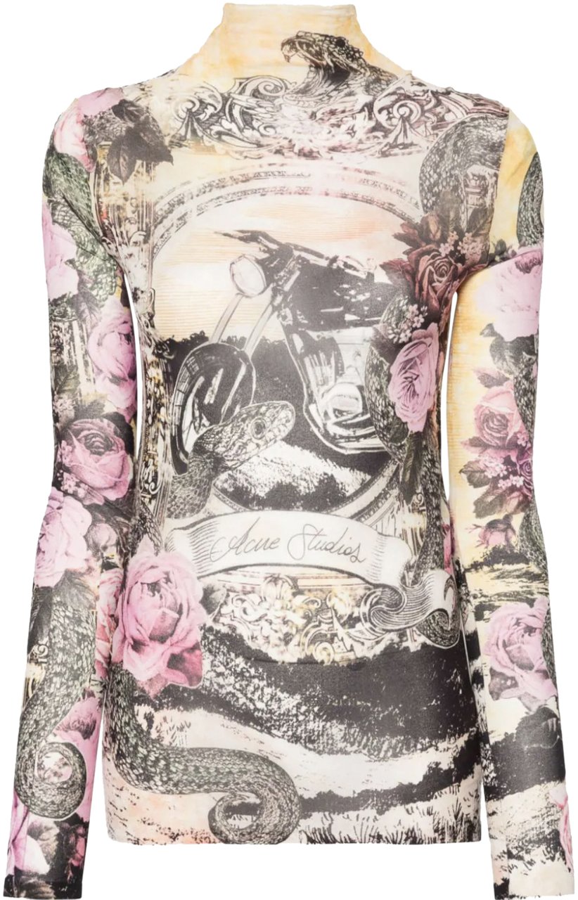 Acne Studios Acne Studios Long Sleeve Shirt - Pink Multicolor Divers