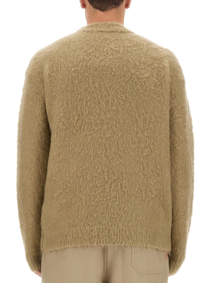 Acne Studios Fuzzy Wool Blend Sweater With High Neckline Neutraal
