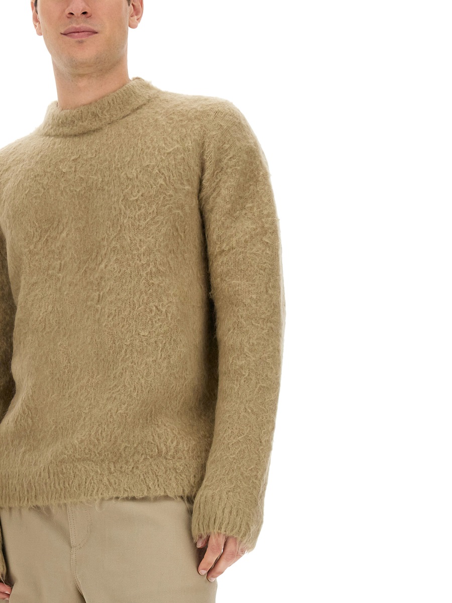 Acne Studios Fuzzy Wool Blend Sweater With High Neckline Neutraal