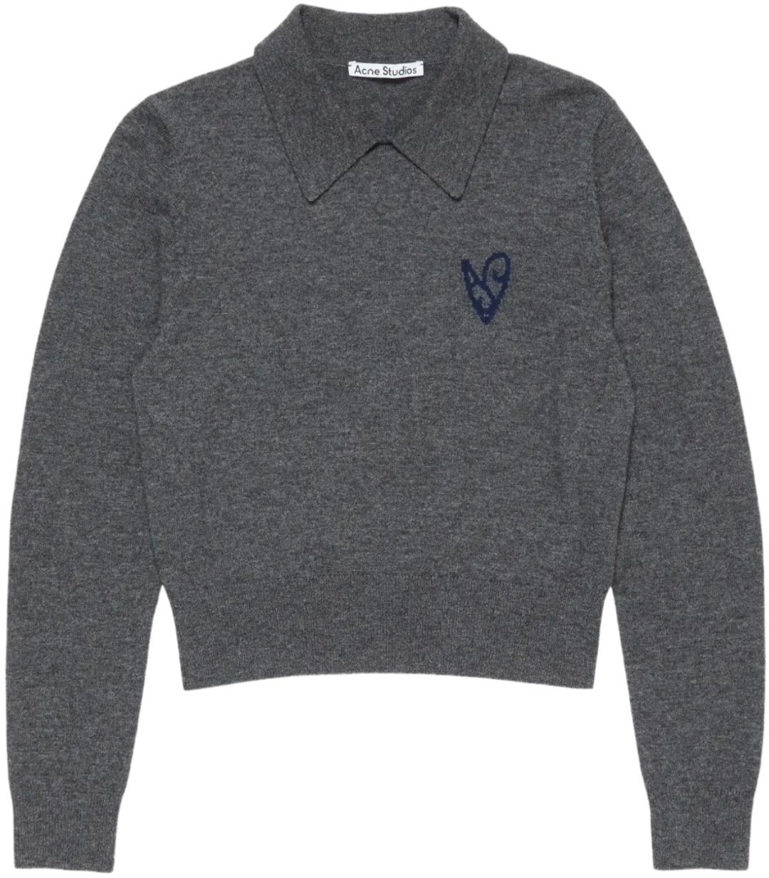 Acne Studios Acne Studios Knitted Polo Dark Grey Melange Grijs