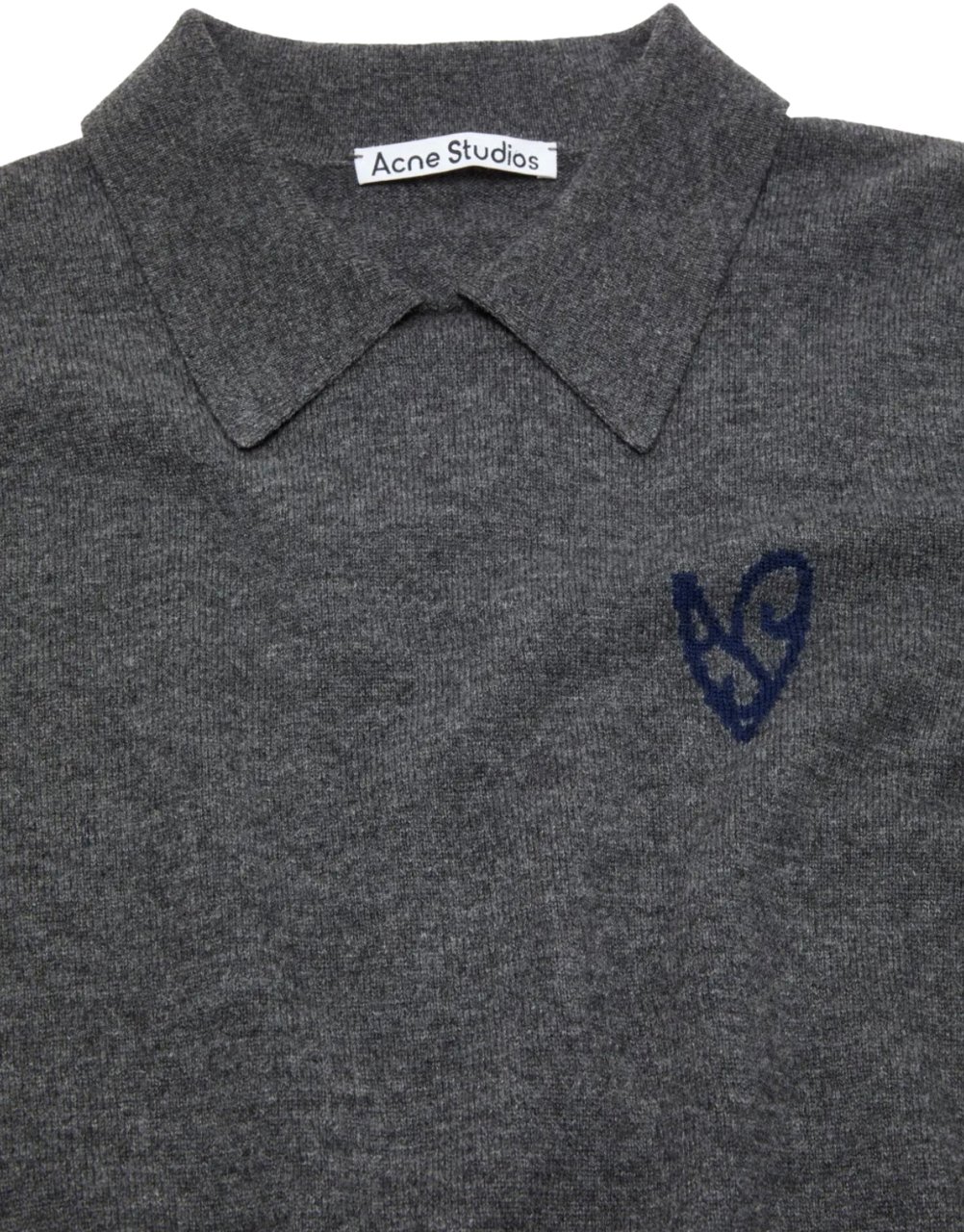 Acne Studios Acne Studios Knitted Polo Dark Grey Melange Grijs