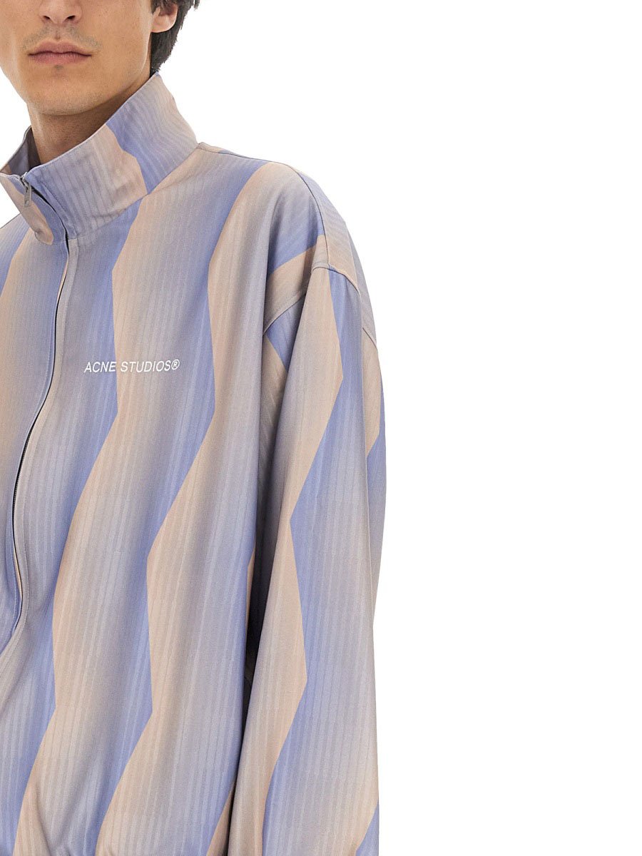 Acne Studios Zigzag Pattern Casual Jacket With Stand Collar Neutraal