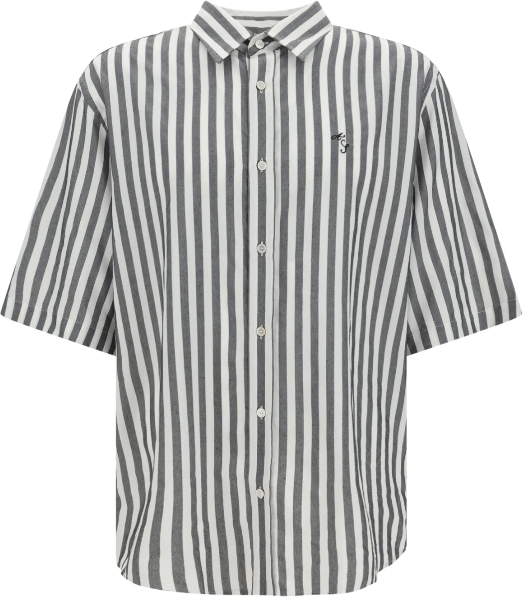 Acne Studios Acne Studios Short Sleeve Shirt - Black/white Wit