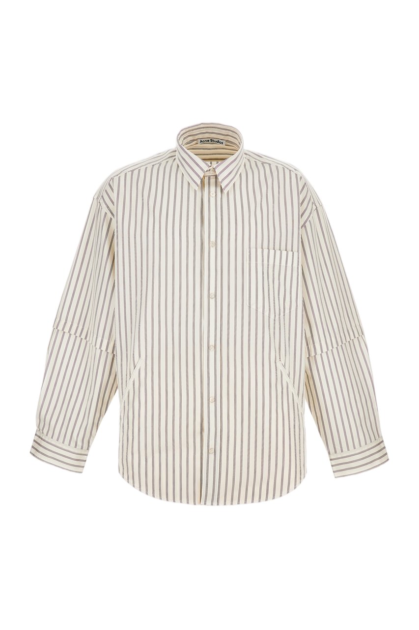 Acne Studios Layered Double-Sleeve Shirt with Seasonal Stripe Design Neutraal