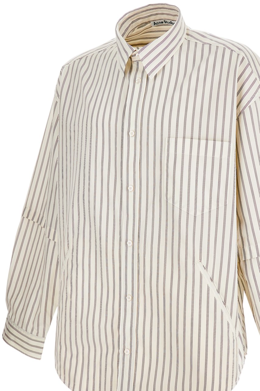 Acne Studios Layered Double-Sleeve Shirt with Seasonal Stripe Design Neutraal