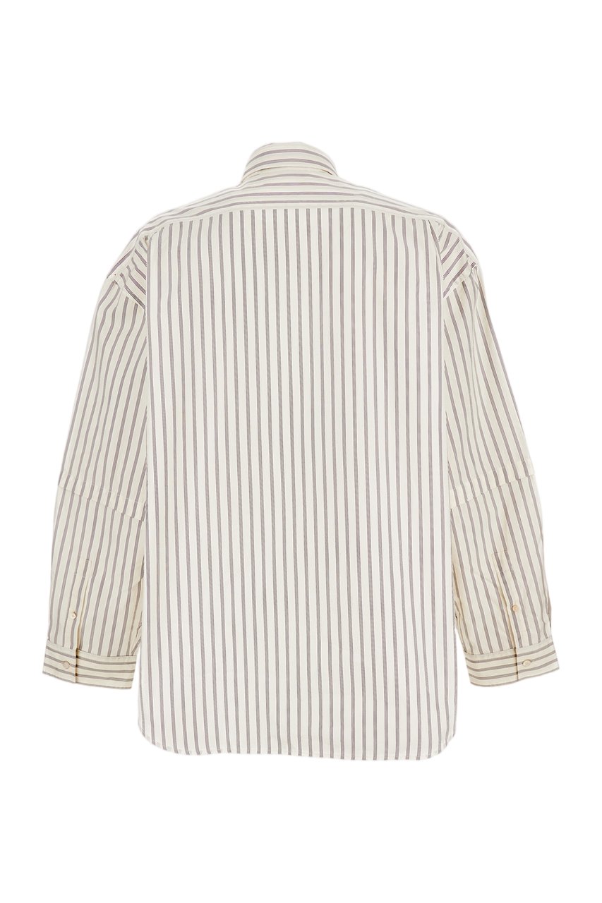 Acne Studios Layered Double-Sleeve Shirt with Seasonal Stripe Design Neutraal