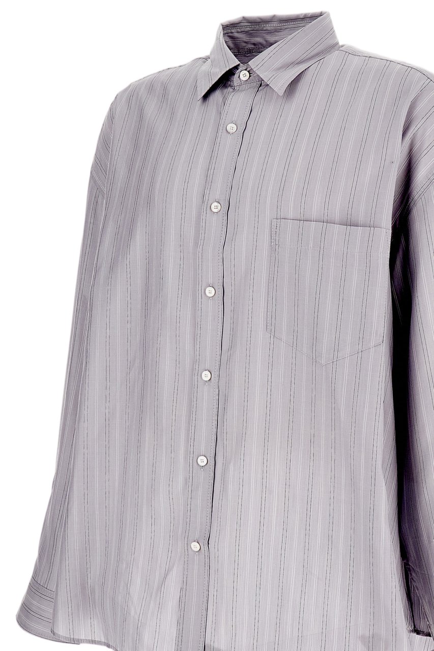 Acne Studios Seasonal Striped Cotton Poplin Shirt with Relaxed Fit Grijs
