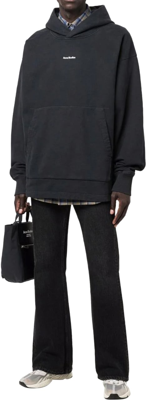 Acne Studios Franklin Stamp Logo Oversize Hoodie Zwart