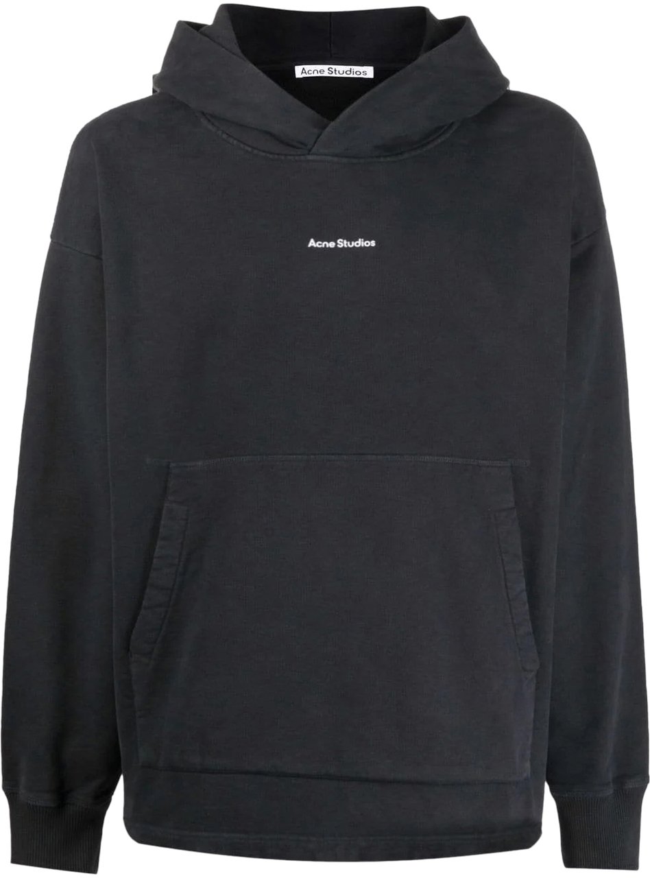 Acne Studios Franklin Stamp Logo Oversize Hoodie Zwart