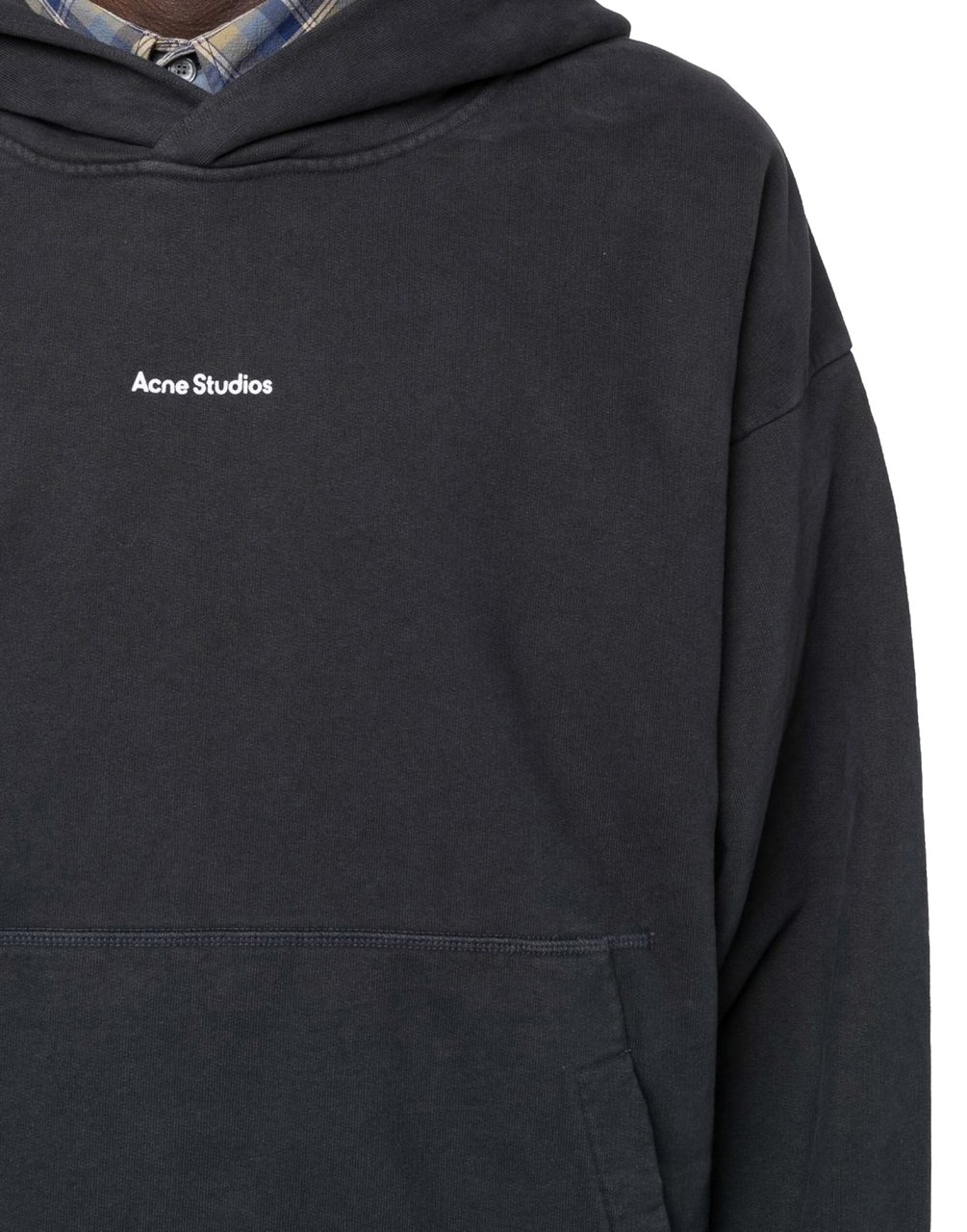 Acne Studios Franklin Stamp Logo Oversize Hoodie Zwart