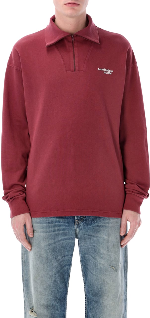 Acne Studios Fout Half Zip Maroon Red Maroon