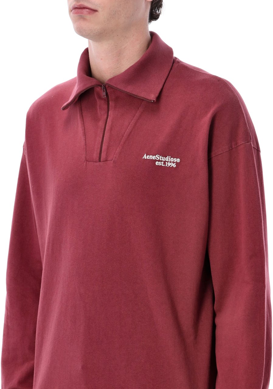 Acne Studios Fout Half Zip Maroon Red Maroon