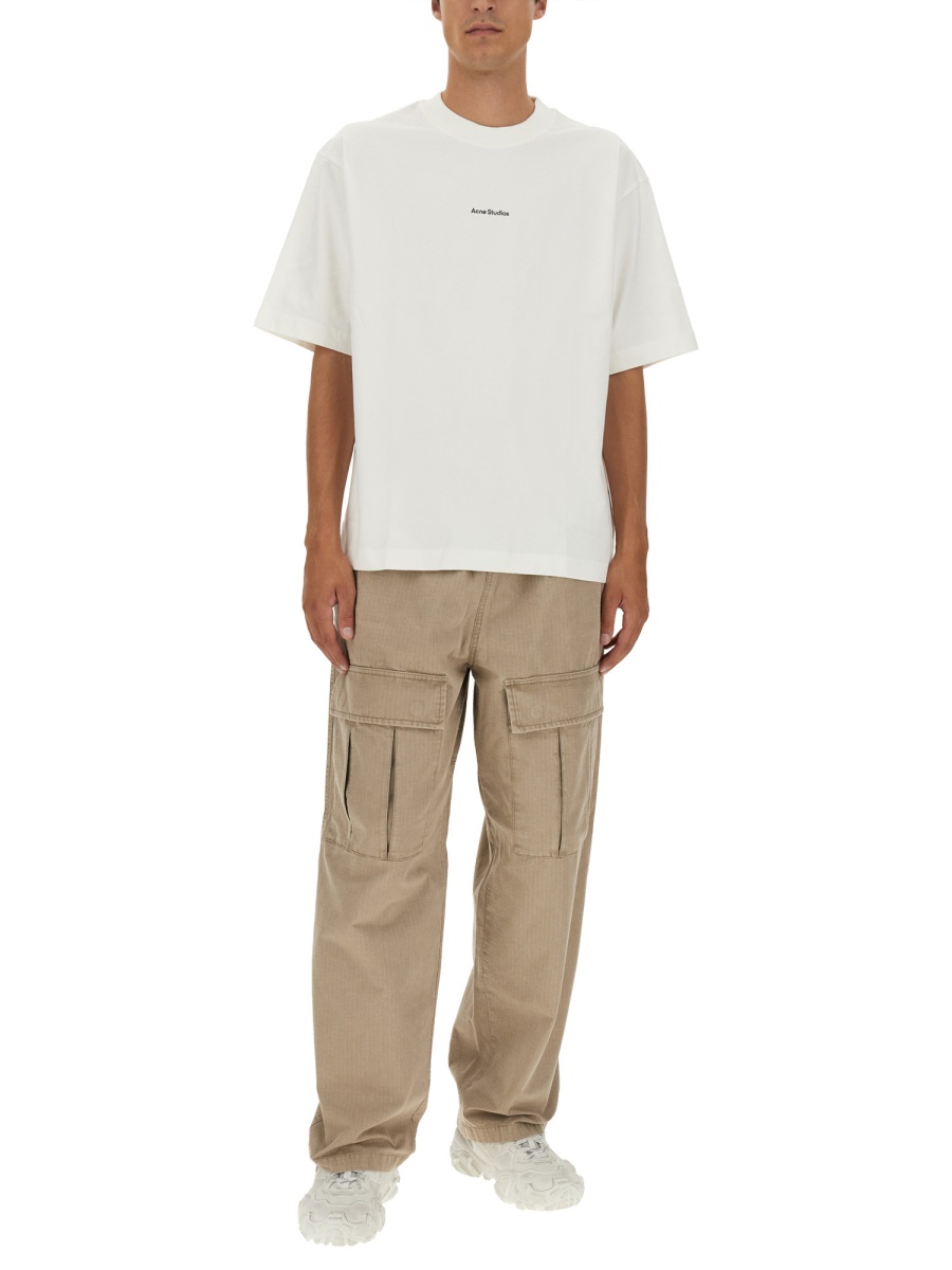 Acne Studios Relaxed Fit Beige Casual Pants With Elastic Waistband Bruin