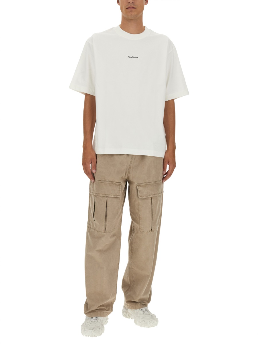 Acne Studios Relaxed Fit Beige Casual Pants With Elastic Waistband Bruin