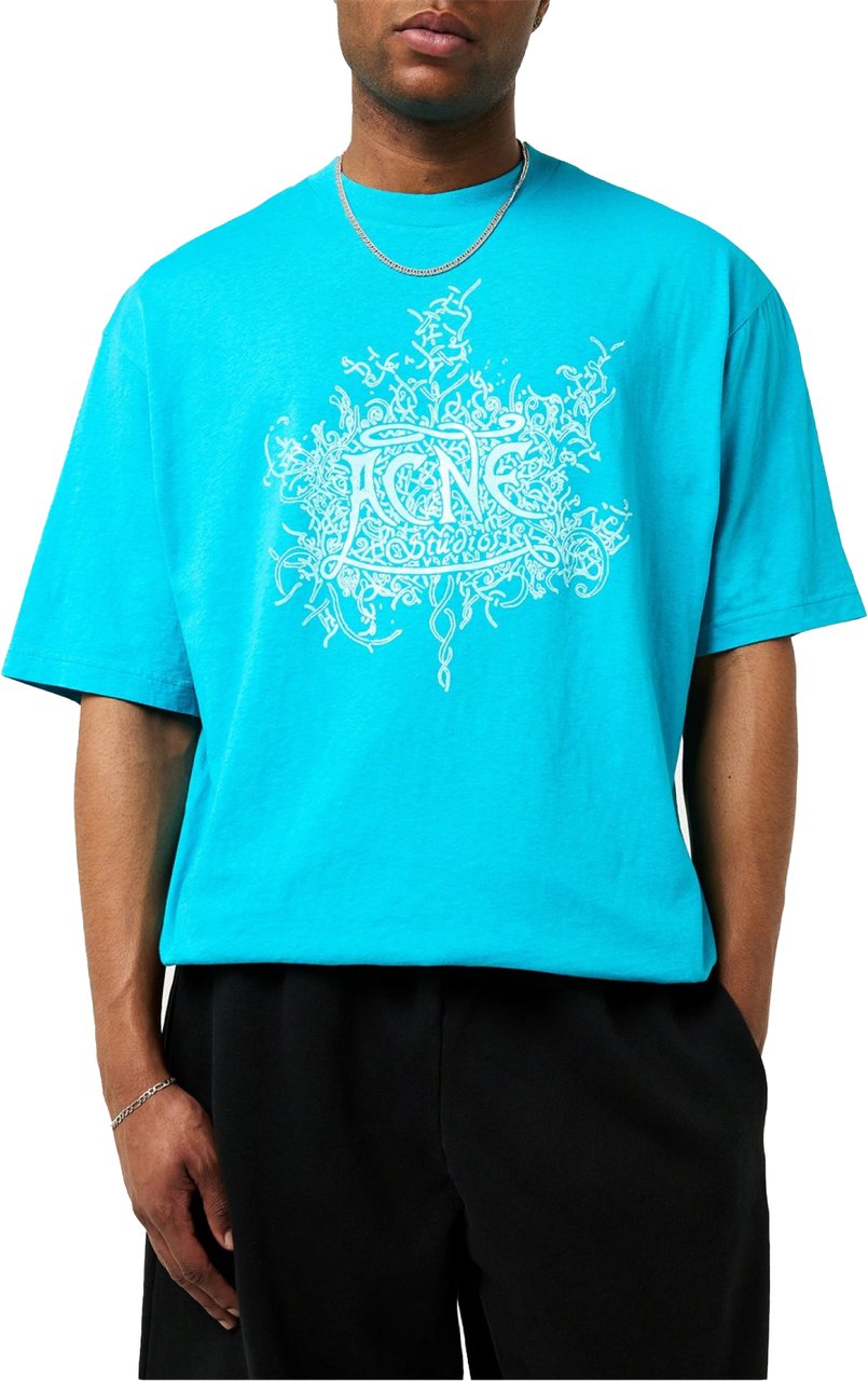 Acne Studios Extorr Devil Logo T-shirt Blauw