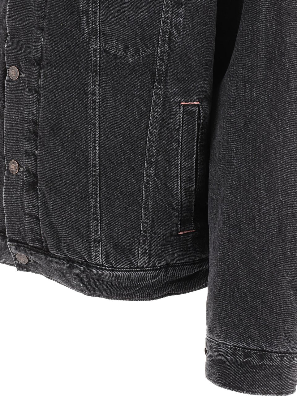 Acne Studios Lined denim jacket with faux-fur collar Zwart