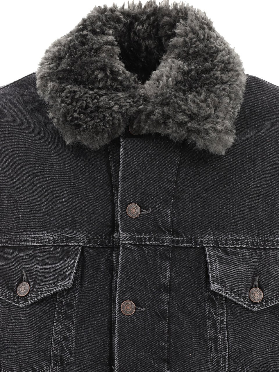 Acne Studios Lined denim jacket with faux-fur collar Zwart