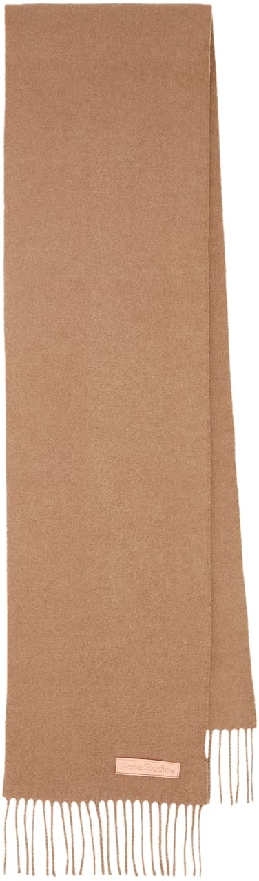Acne Studios Vargo Logo Patch Wool Scarf Beige