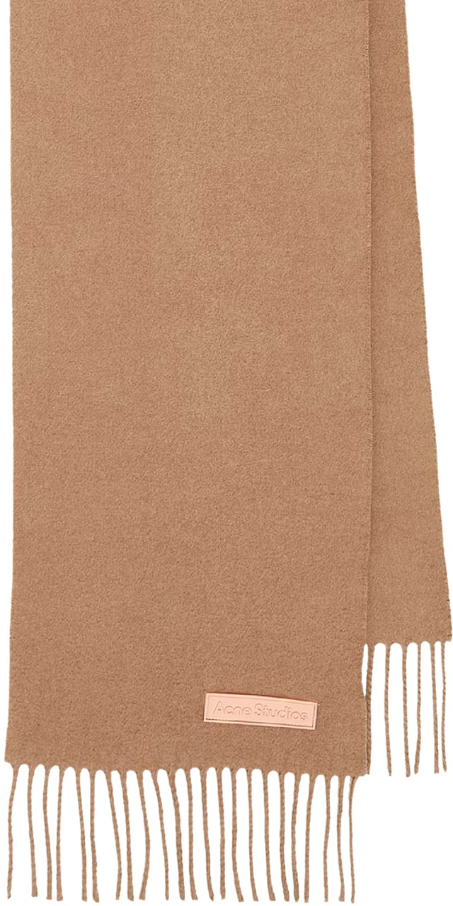 Acne Studios Vargo Logo Patch Wool Scarf Beige