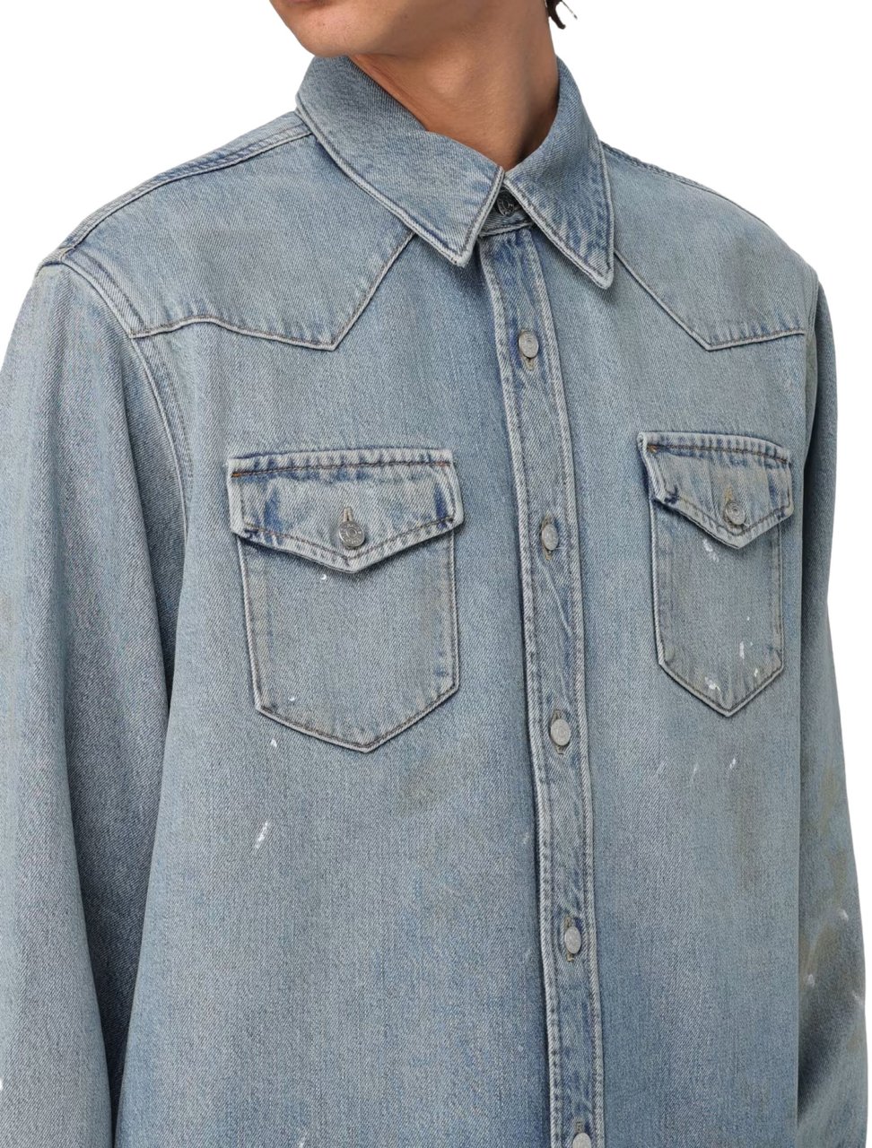 Acne Studios Karty Distressed Denim Overshirt Blauw