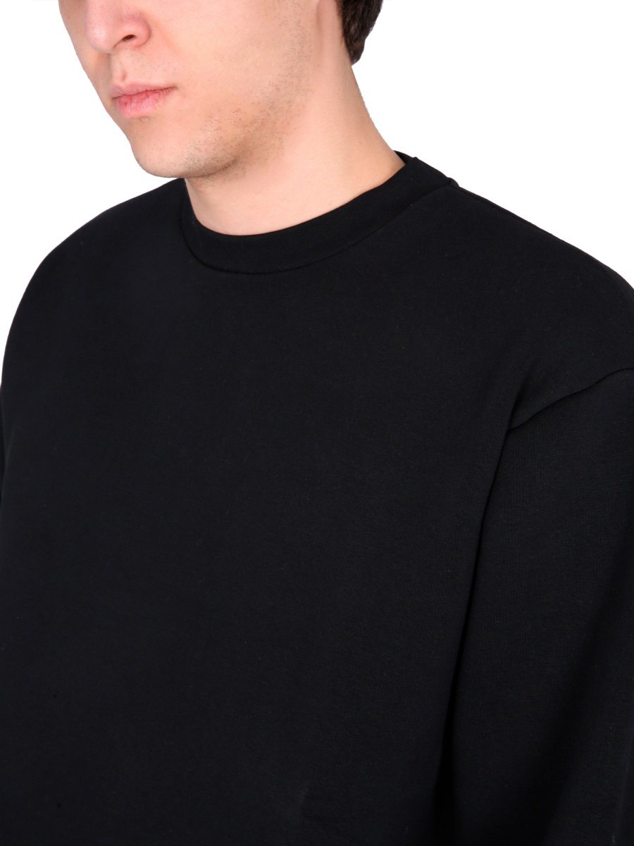 Acne Studios Regular Fit Black Cotton Sweatshirt With Minimalist Design Zwart