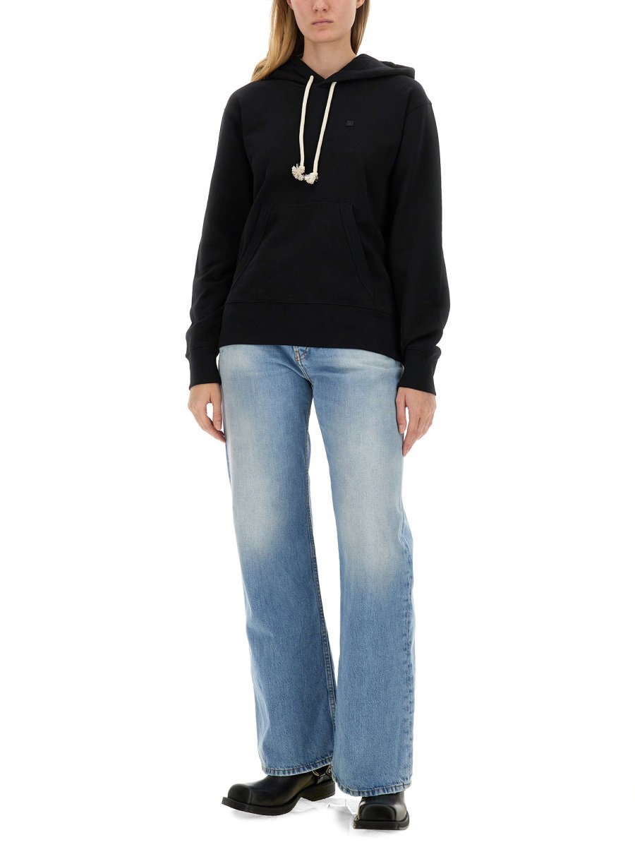 Acne Studios Relaxed Fit Sweatshirt With Hood And Face Patch Detail Zwart