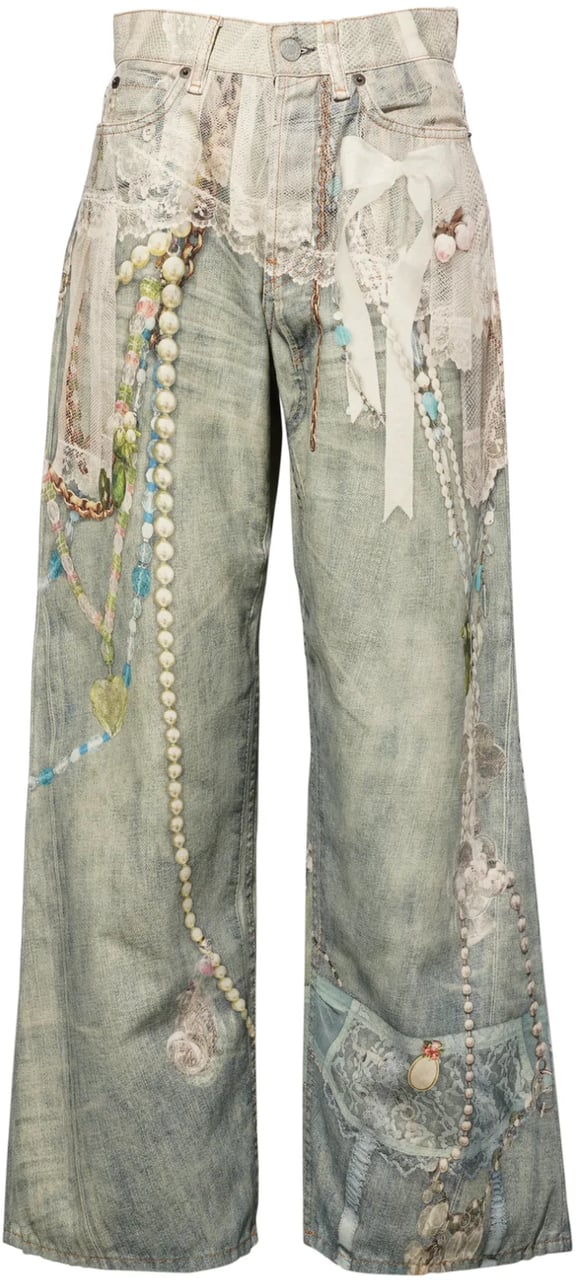 Acne Studios Acne Studios Printed Jeans White/green Wit