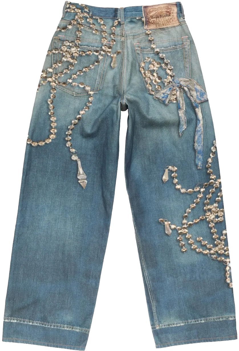 Acne Studios Printed Jeans Mid Blue Blauw