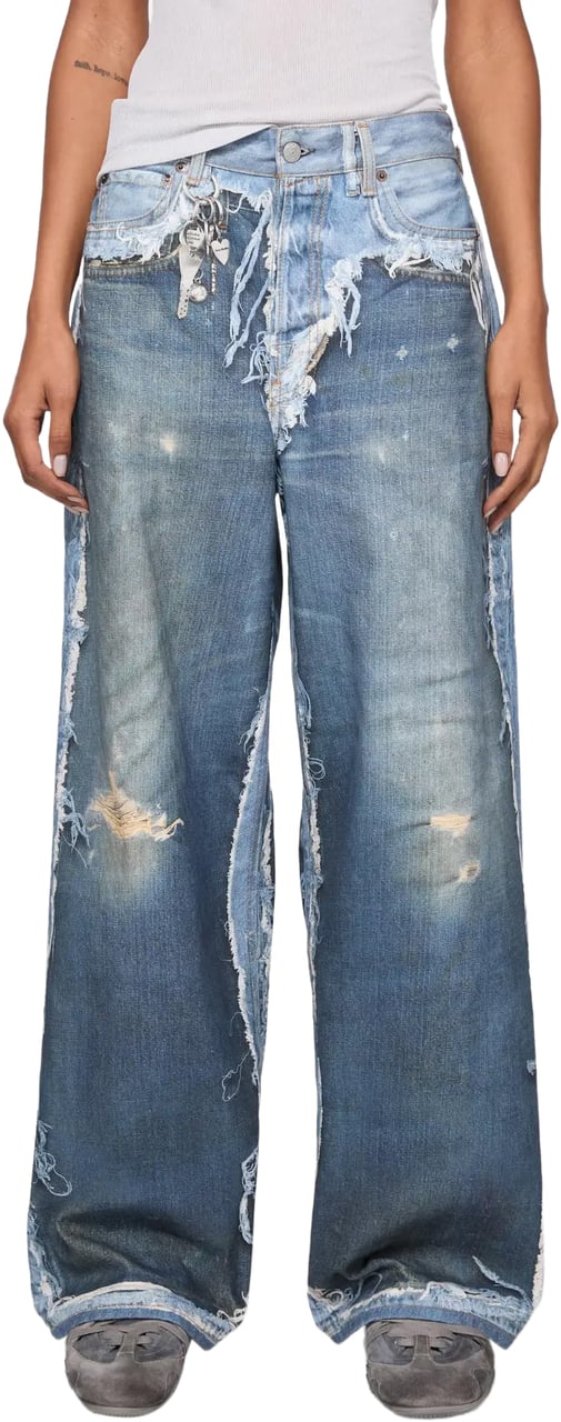 Acne Studios Printed Jeans Mid Blue Blauw