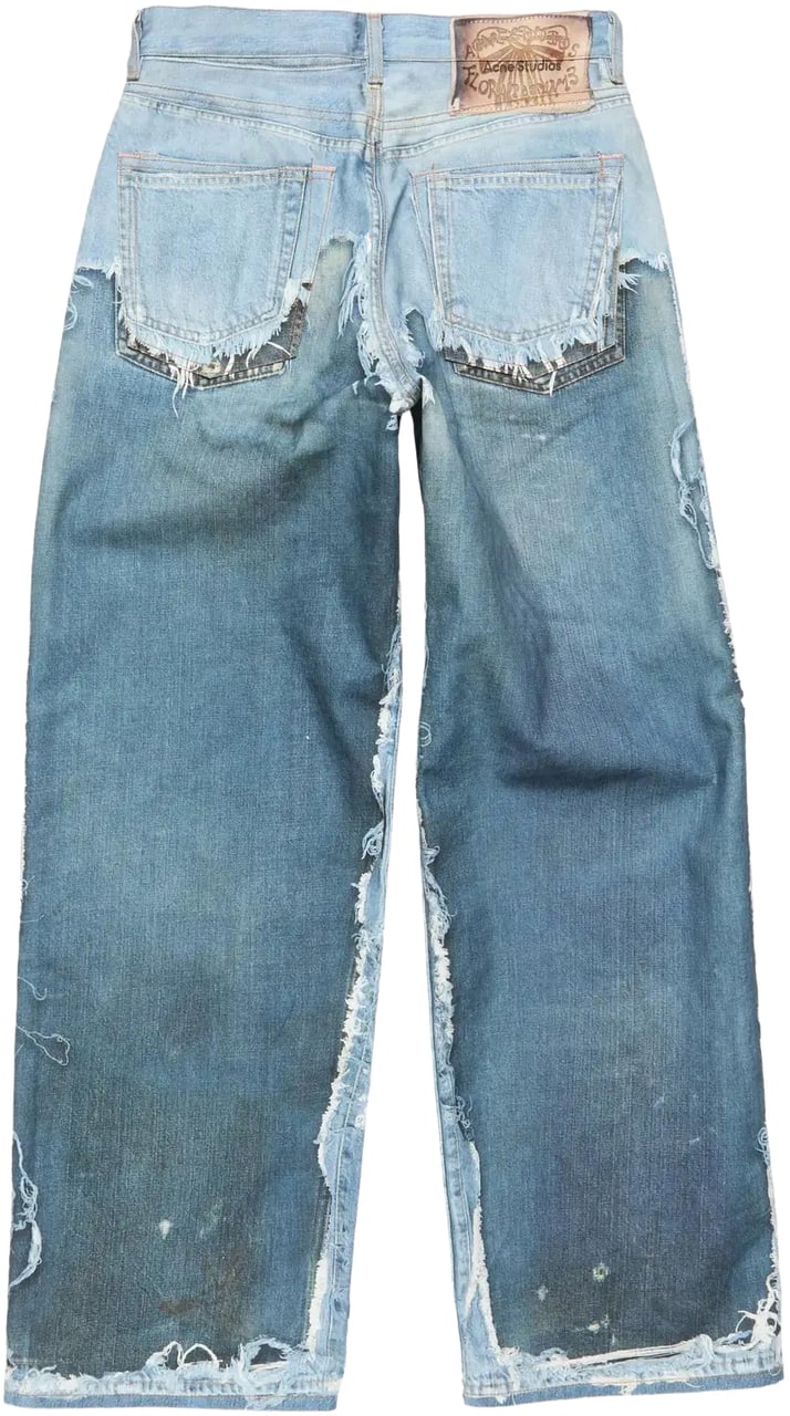 Acne Studios Printed Jeans Mid Blue Blauw