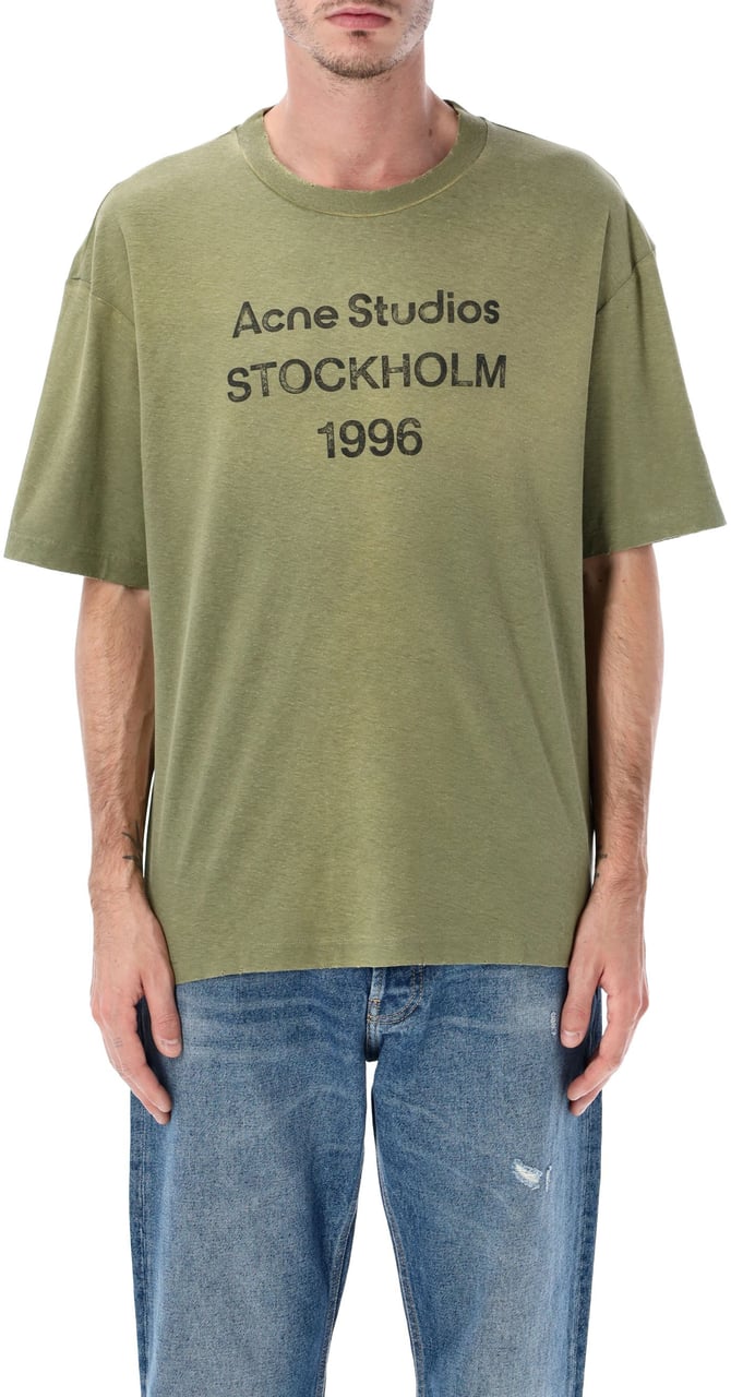 Acne Studios Logo Tee Olive Green Groen