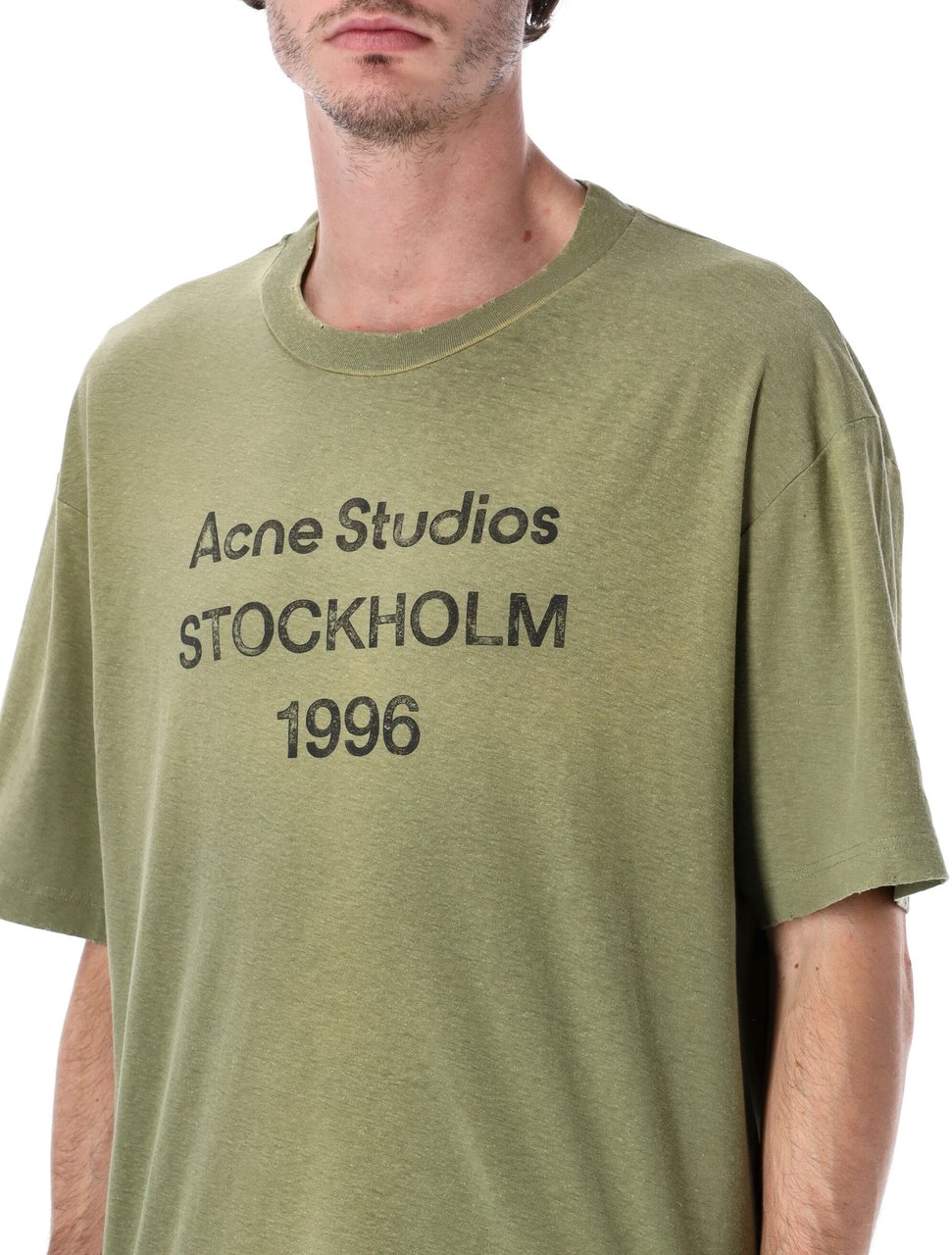 Acne Studios Logo Tee Olive Green Groen
