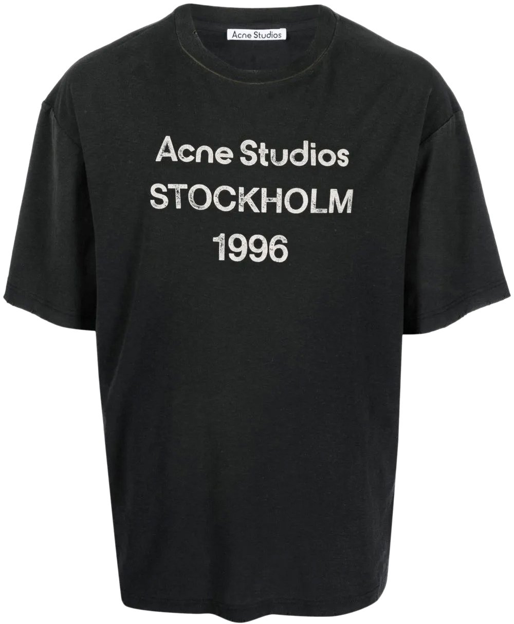 Acne Studios T-shirt Faded Black Zwart
