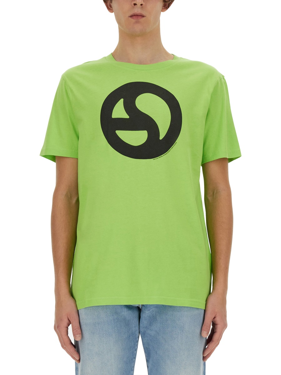 Acne Studios Short-Sleeved T-Shirt With Bold Graphic Print Groen