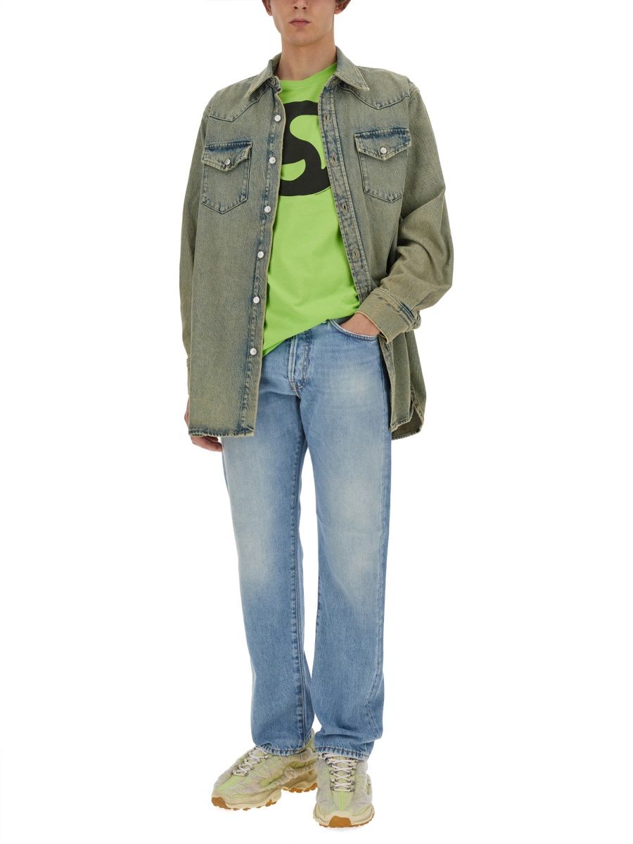 Acne Studios Short-Sleeved T-Shirt With Bold Graphic Print Groen